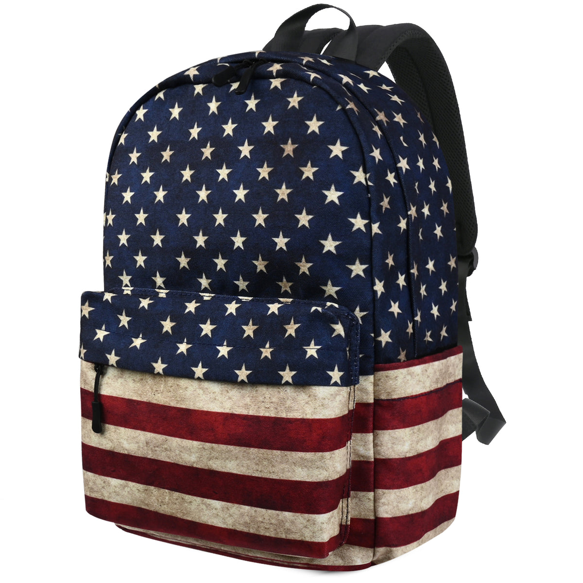 Canvas Backpack ,Washable Recycle Cotton 15.8 Inch Backpack for Women Fashion,Backpack for School(Stars Stripes)