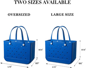 Rubber Beach Bag Waterproof EVA Portable Handbag Travel Bags with Holes Tote Bag for Beach Outdoor Boat Pool Work Sports（Large）