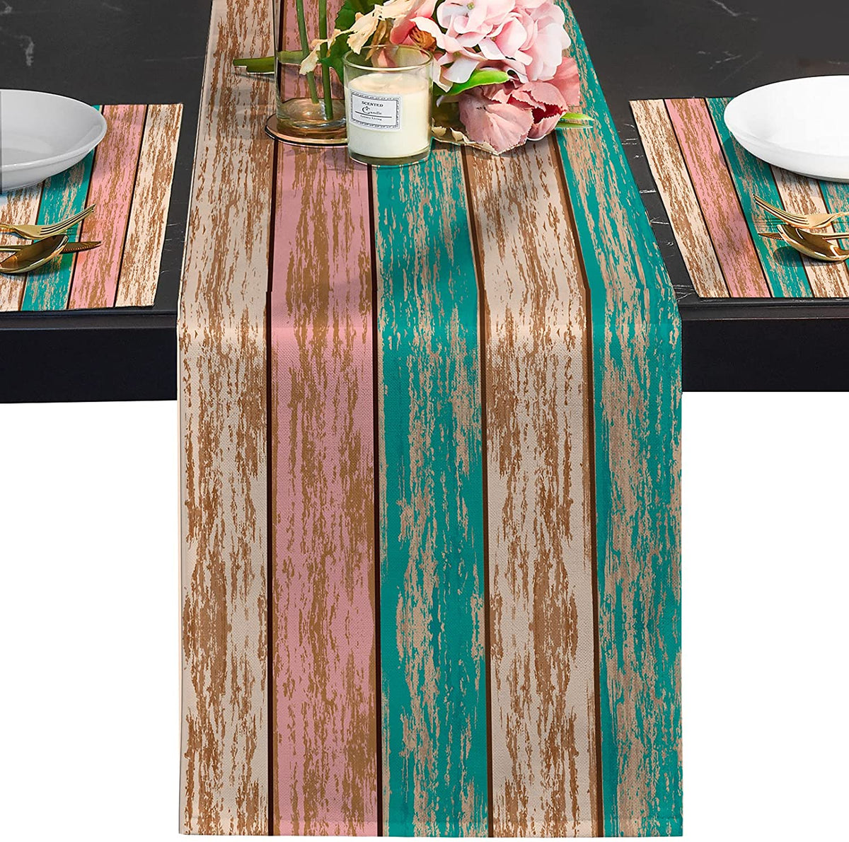 Wood grain tablecloth